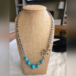 **3/$10** Silver Chain Necklace with Faux Turquoise Beads